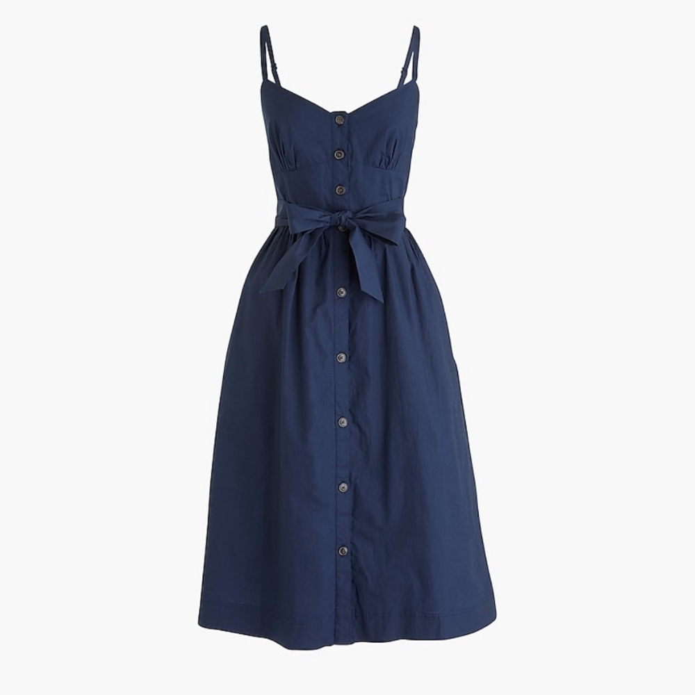 J Crew Poplin Nacy Blue Sundress